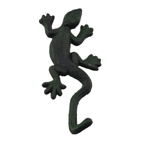 Cast Iron Lizard Gecko Wall Hanging Hook Keys Coat Towel - Picture 1 of 8